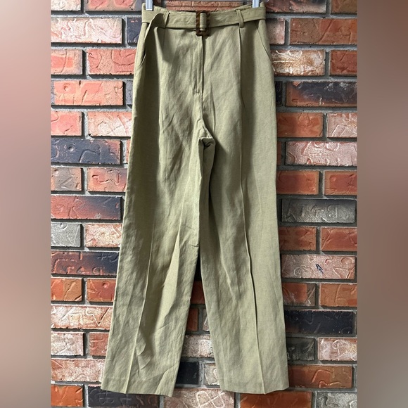 Vintage Liz Claiborne Silk Linen Pants 4 | High Waisted Trousers Removable Belt - Picture 6 of 7